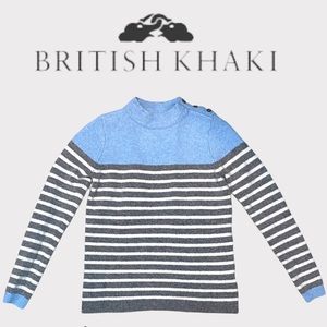 British Khaki 100% Merino Wool Striped Sweater XXS
